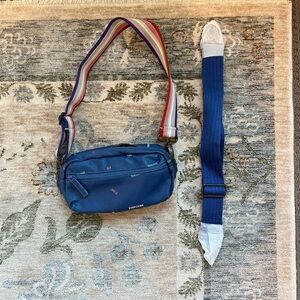 Marine Layer Blue Crossbody Bag with Rainbow Strap